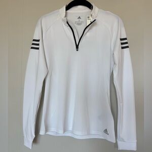 Adidas Club Midlayer White Quarter-Zip Pullover with Black Stripes
